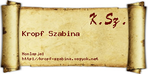 Kropf Szabina névjegykártya